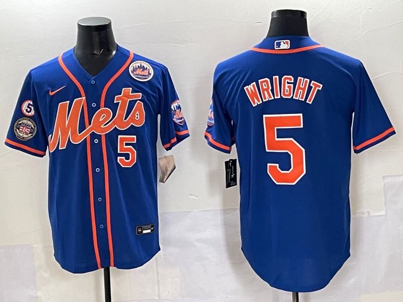 Men 2025 New York Mets #5 Wright Blue Game Nike MLB Jersey style 016->new york mets->MLB Jersey